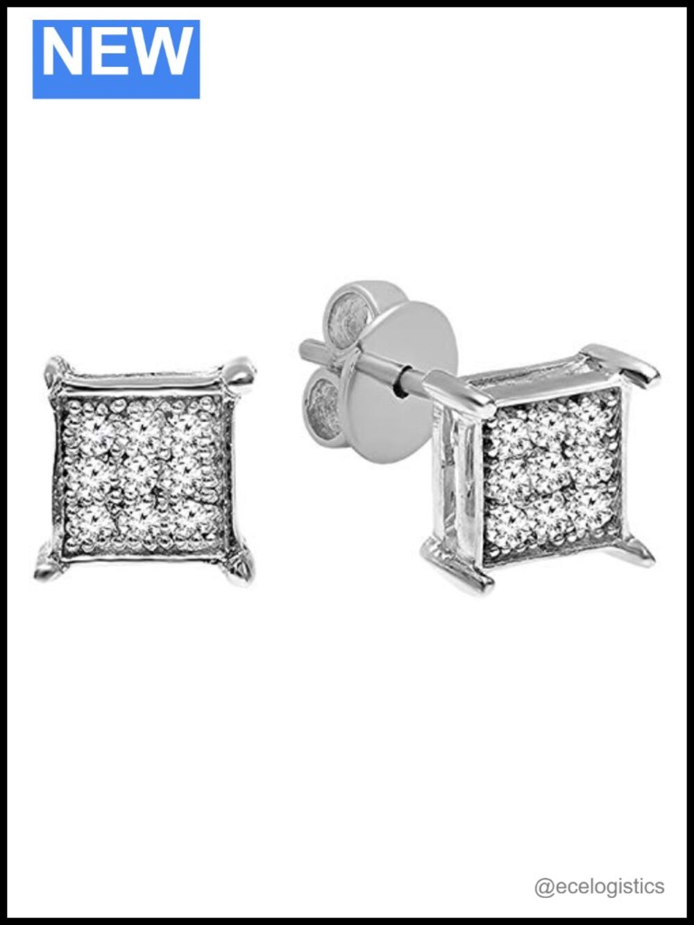 Sterling Silver Lab Grown Diamond Stud Earrings